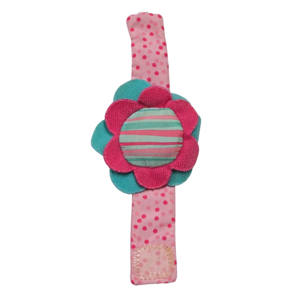 Pink Flower Wrist Rattle Infant Baby Sensory Plush Toy VTG Y2K Bright Starts